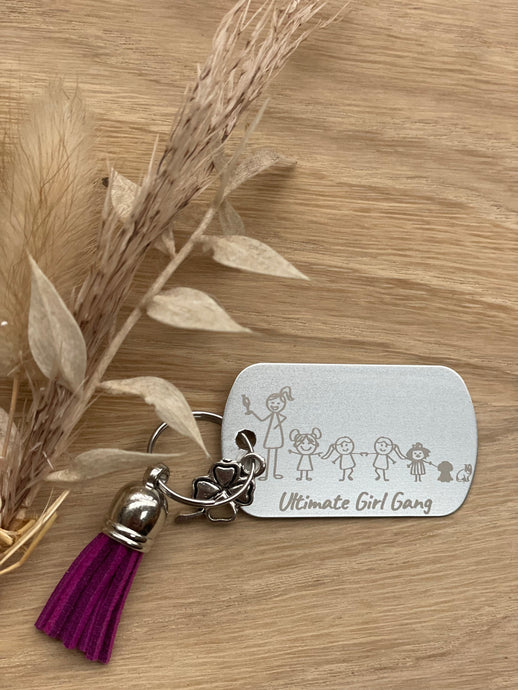 Family Sketch Key Ring