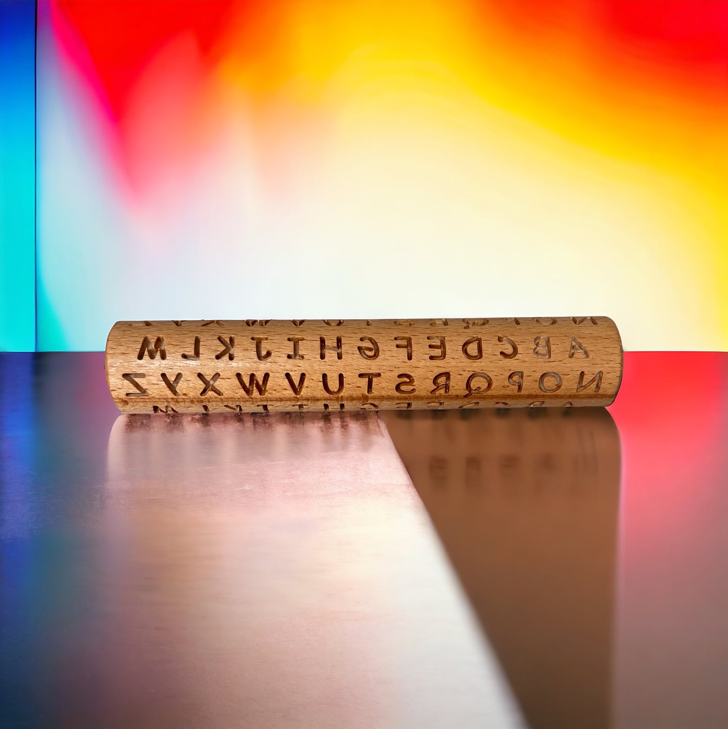 Nudelholz mit Großbuchstaben vom Alphabet A - Z