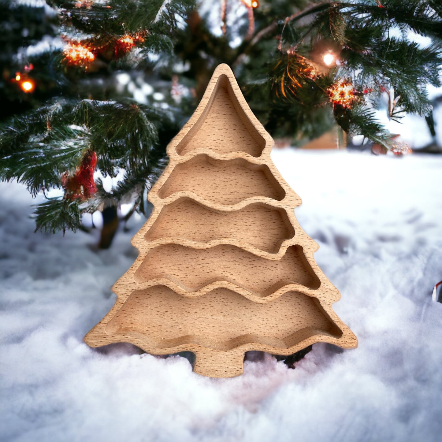 Sensorisches Tablett mit Weihnachtsbaum