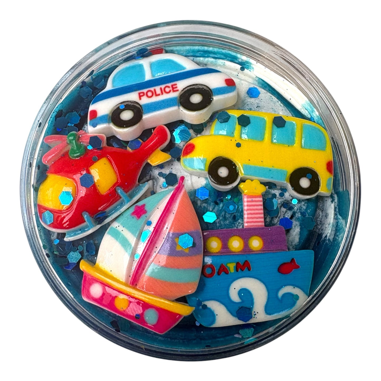 🚁 On The Move – Snowflake Sparkle Marbled Playdough