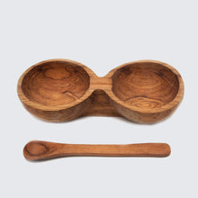 Load image into Gallery viewer, Olive Wood Double Bowl
